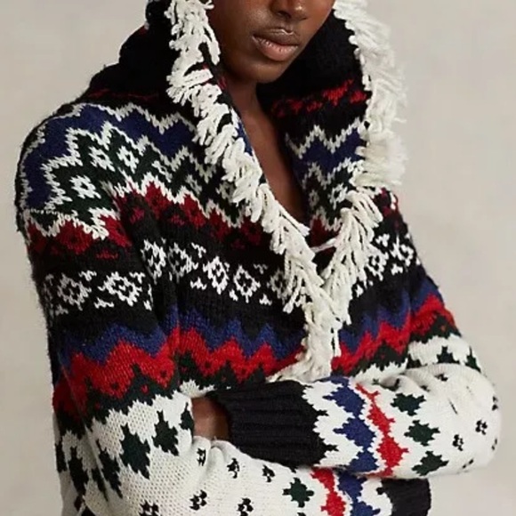 Polo by Ralph Lauren Black and Cream Fair Isle Cardigan - Picture 2 of 16